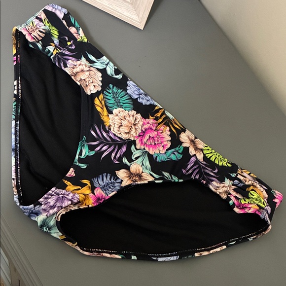No Boundaries Floral Bikini Bottom - Black and Multicolor - Picture 1 of 4